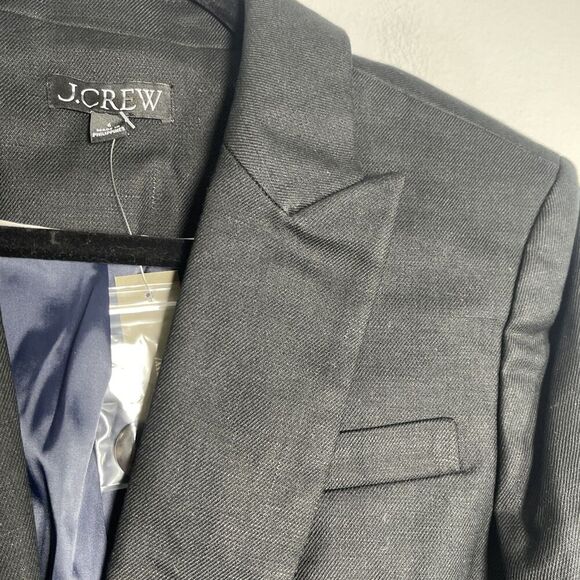J.CREW Alexandra Blazer in Stretch Linen Blend Size 6 Black NEW Classic CI487 - Picture 4 of 15
